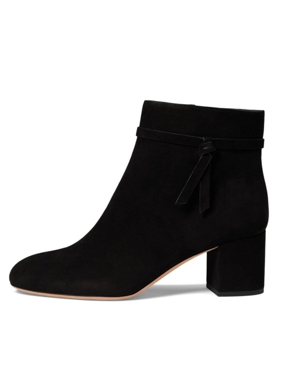 Kate Spade knott mid boot black suede ankle booties 6 B knotted preppy classy